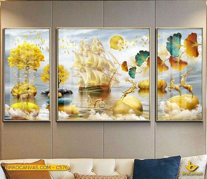 Tranh Tráng Gương TP HCM Sang Trọng - Hiện Đại Nhất Kích Thước (40x80cm(2),80x80cm) C576