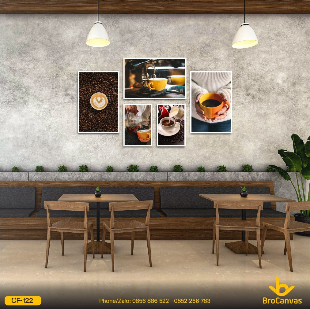 Tranh Canvas Cafe Nghệ Thuật Cafe Nâu Trong Phố Đêm CF-122