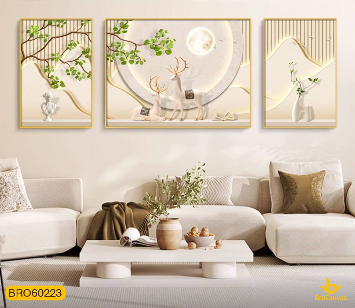 Tranh Decor Hiện Đại Trừu Tượng Treo Phòng Khách Đẹp BRO60223