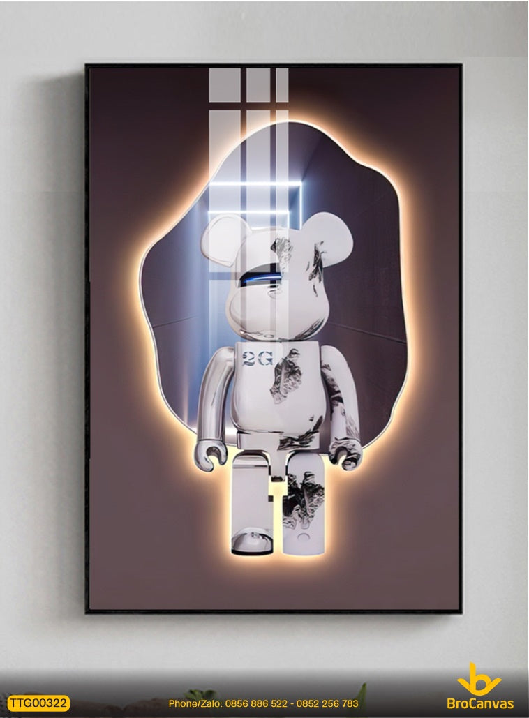 Tranh Gau Kaws Bearbrick Trang Guong Treo Tuong Dep TTG00322.jpg