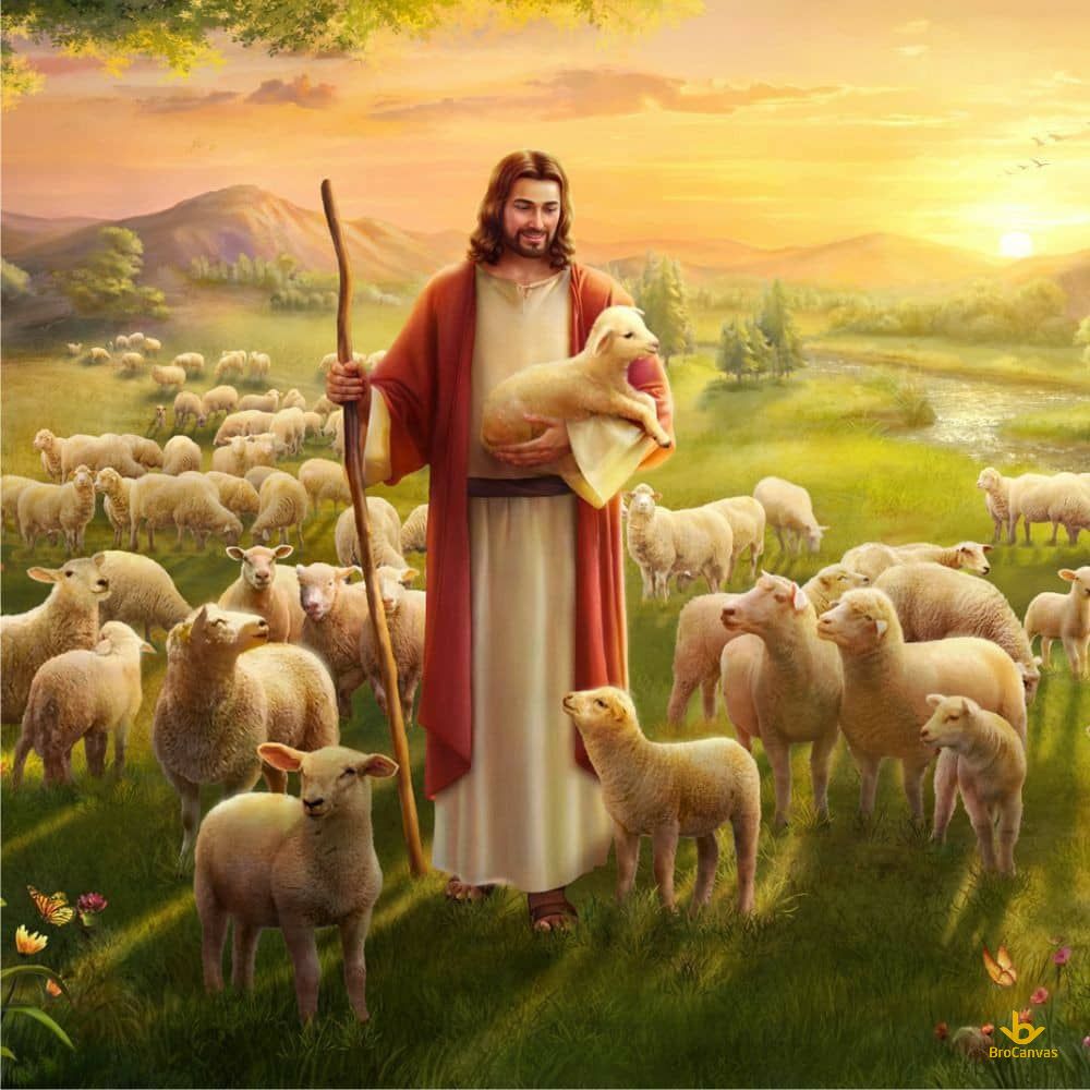 Hình chúa giêsu chăn cừu trên thảo nguyên