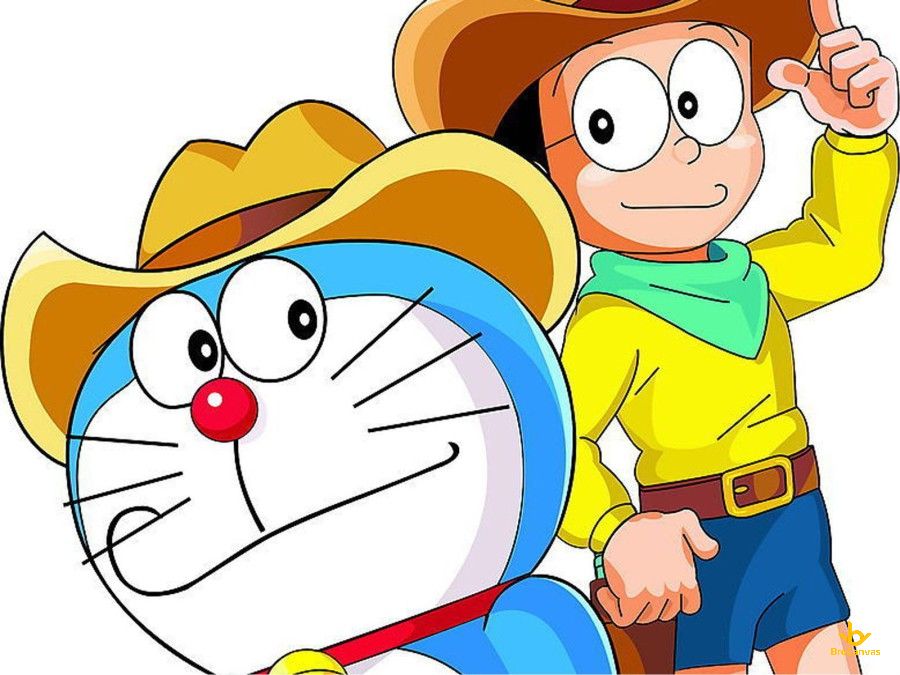 Hình hình họa Doremon Và Nobita Cao Bồi