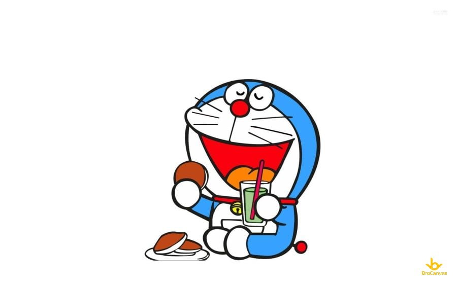 Hình nền laptop Doraemon ăn bánh rán