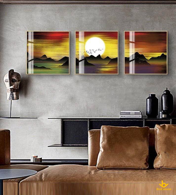 Bộ tranh tráng gương phong cảnh mặt trời trên đỉnh núi