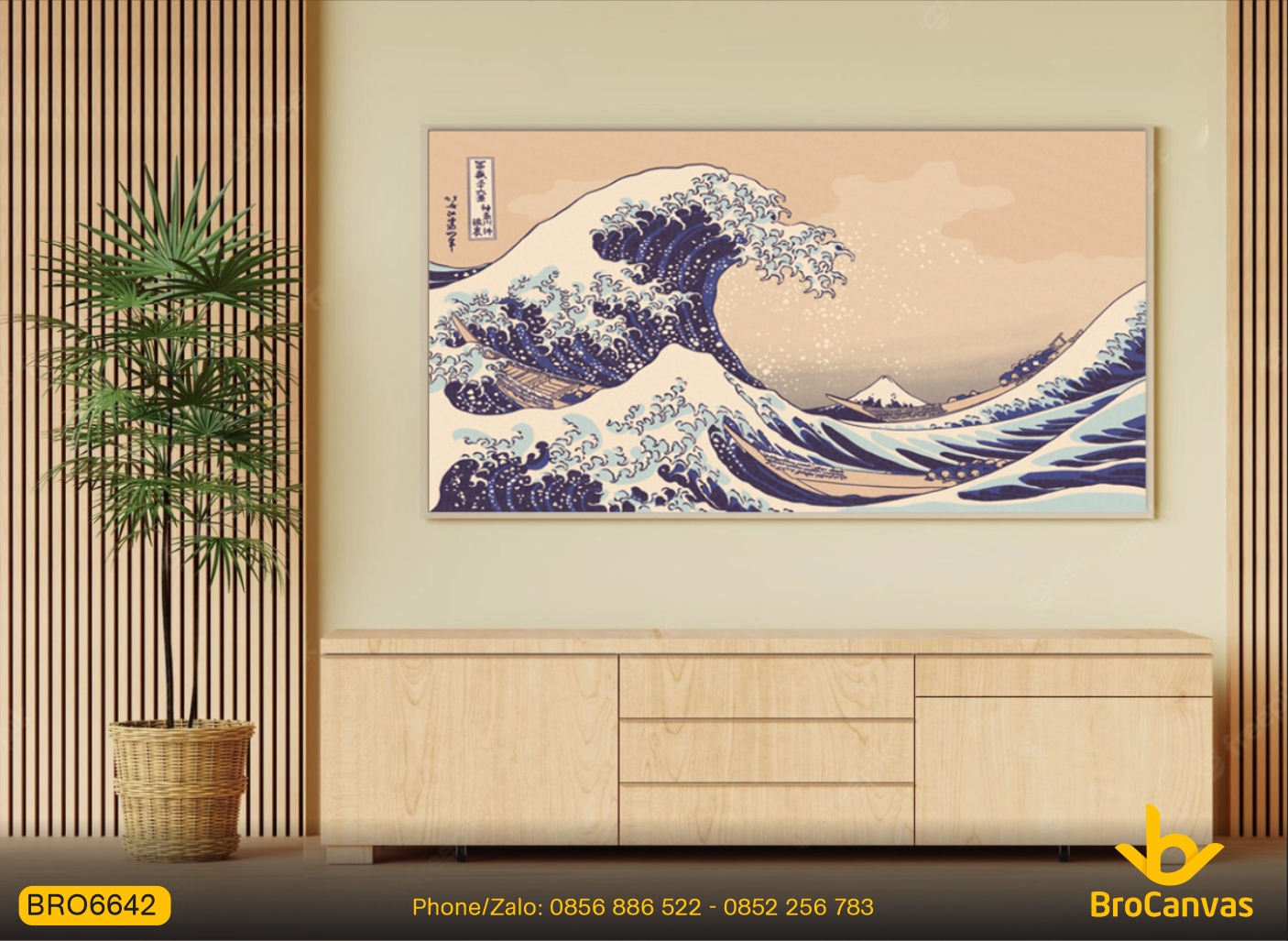 Tranh Sóng lừng ngoài khơi Kanagawa In Vải Canvas BRO6642