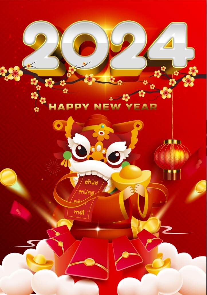 Hình ảnh chúc mừng năm mới 2024 Chú rồng chúc tết