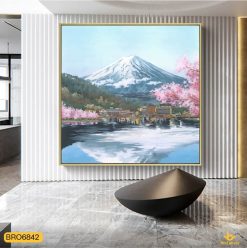 Tranh Phong Cảnh Núi Phú Sĩ Nhật Bản Sơn Dầu In Canvas Cao Cấp BRO6842