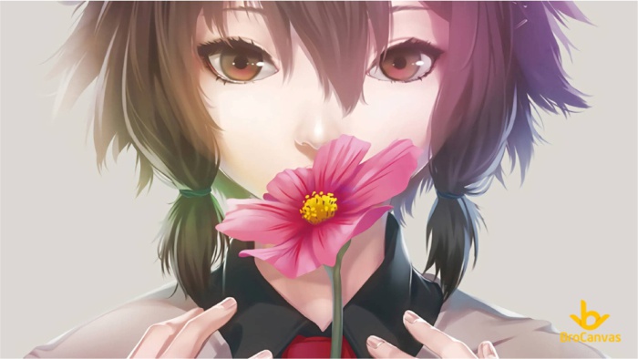 Ảnh anime nữ đẹp cô gái và đóa hoa
