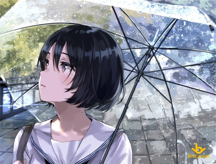 ảnh anime nữ đẹp cô gái dưới mưa