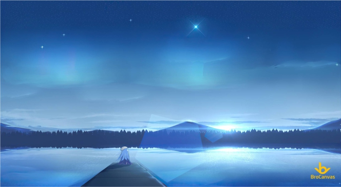 ảnh anime phong cảnh sao đêm bên hồ