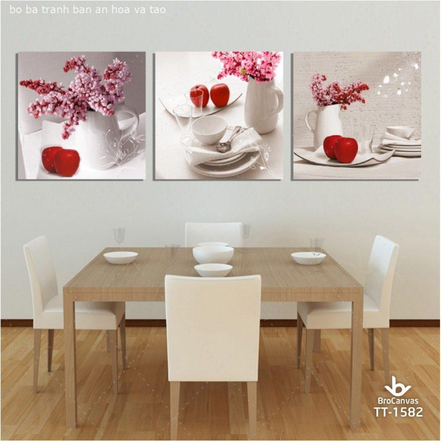 Bộ ba tranh bàn ăn hoa và táo tt-1582