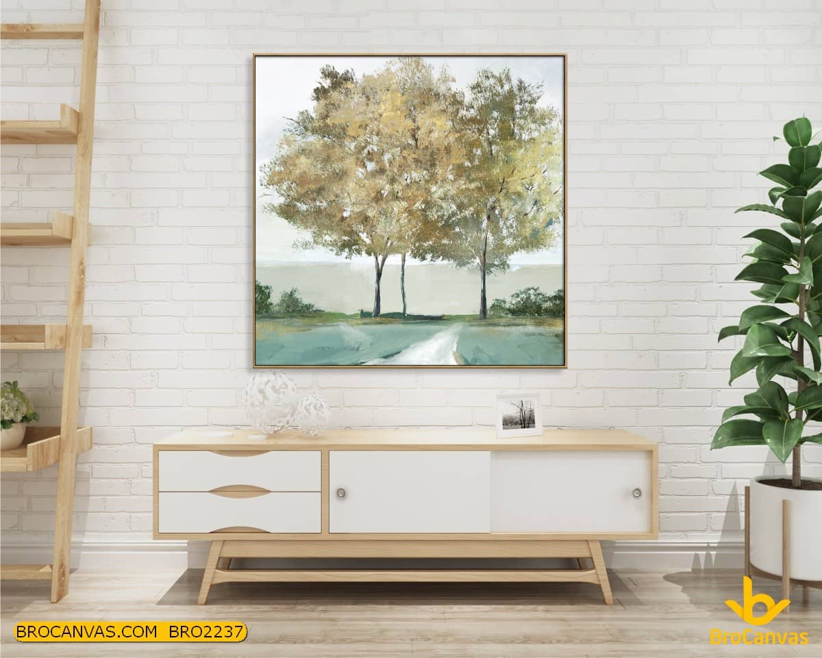 Bro2237 tranh canvas treo tường 3 cây mùa thu
