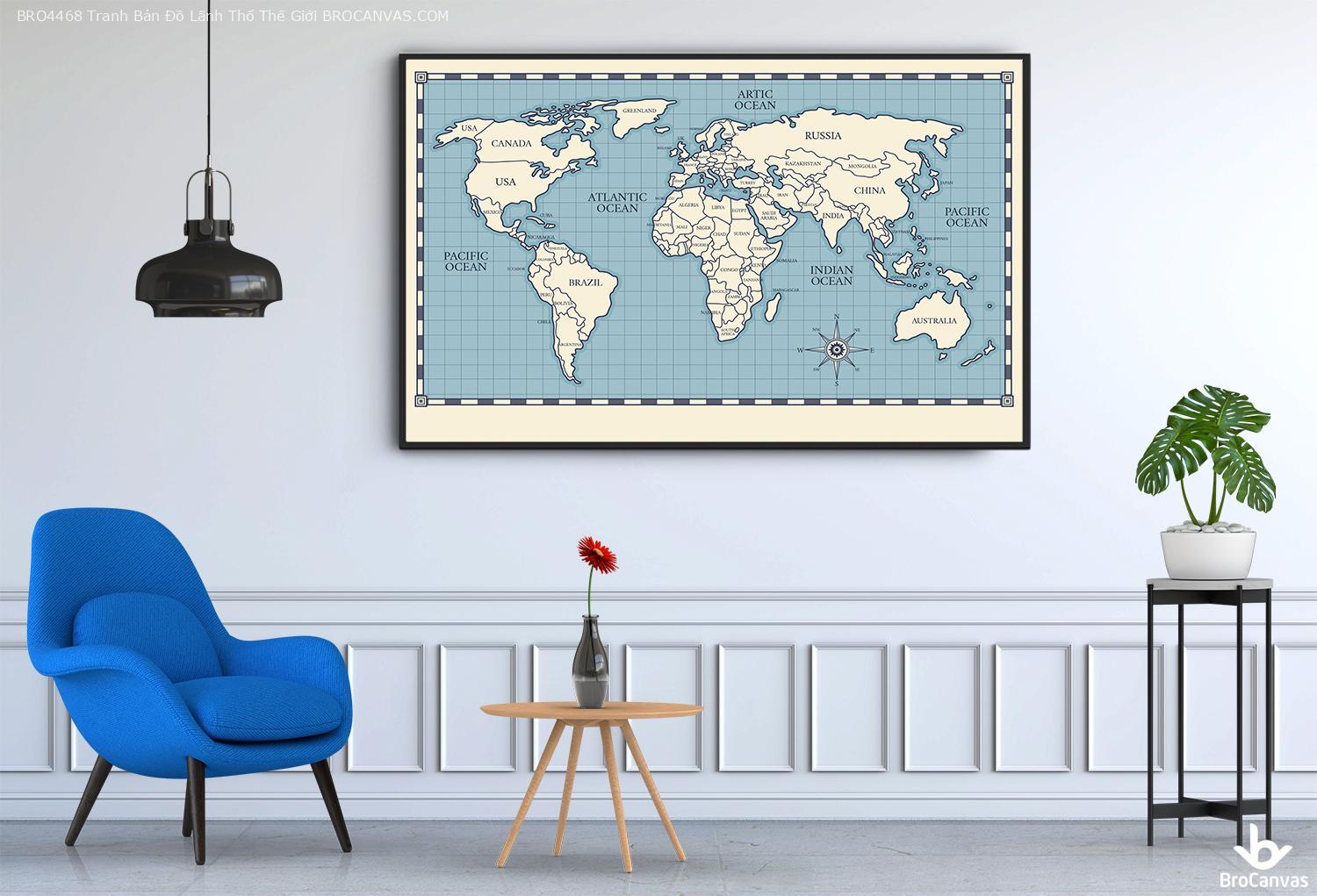 Bro4468 tranh bản đồ lãnh thổ thế giới