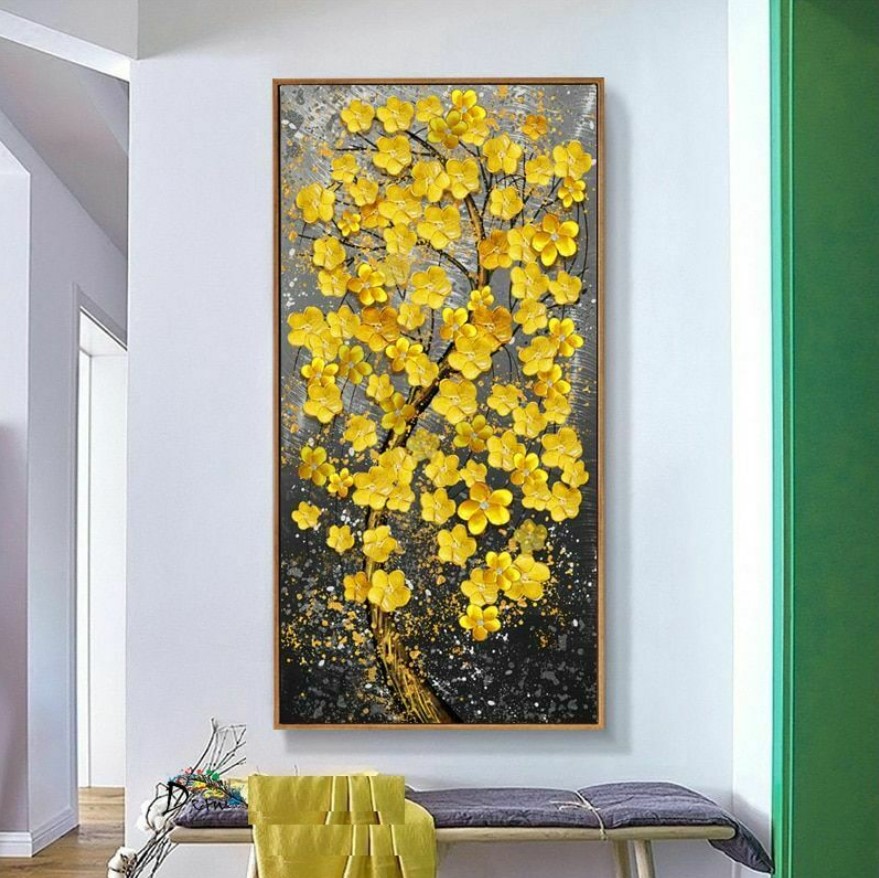 BRO5115 Tranh Canvas Hoa Mai Vàng 3D Tết Xuân