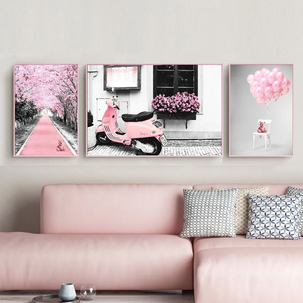 Brop4866 tranh ung dung cùng tông màu hồng thơ mộng