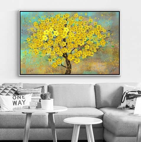 Tranh cây hoa mai vàng sơn dầu in canvas brop5145