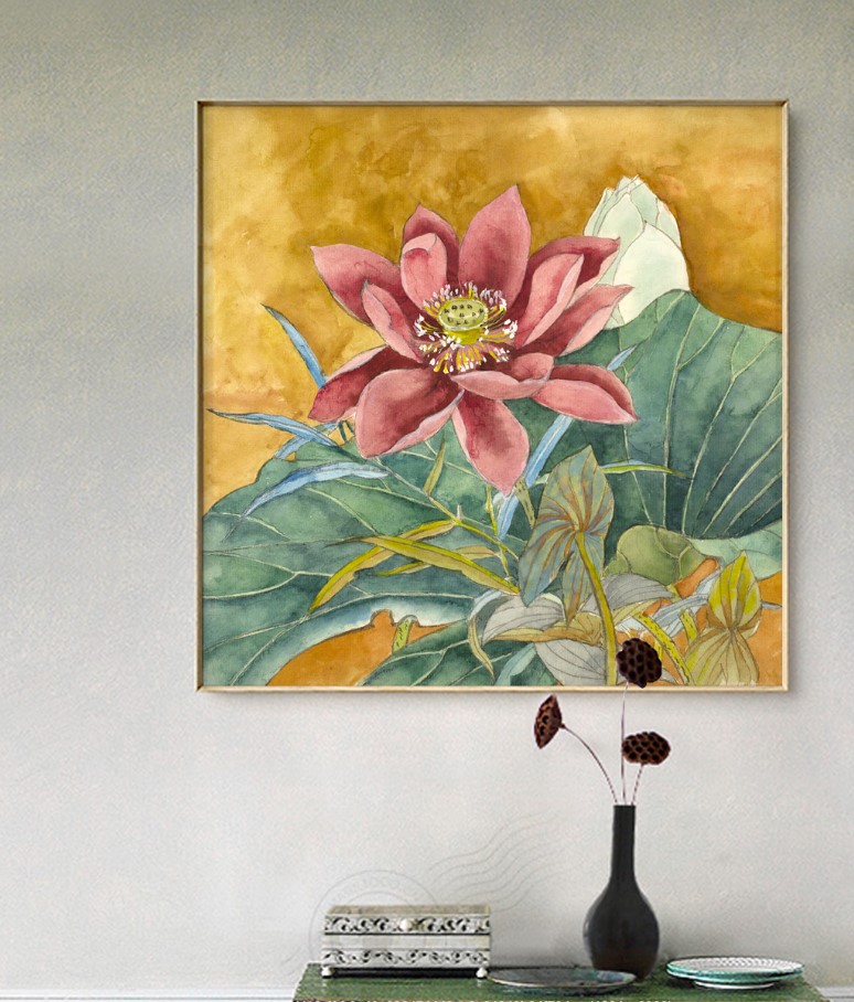 BROP5299 Leinwand Gemälde Lotus Kunst Ölgemälde Leinwanddruck