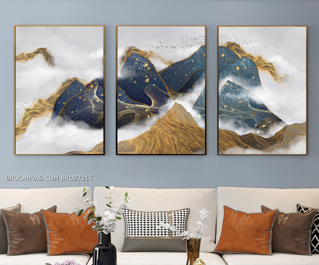 BROZ7215 Tranh Canvas 3D Ánh Đèn Bên Sườn Núi