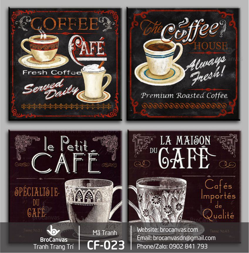 Tranh trang trí cafe: "decor quán cà phê đẹp" cf-023
