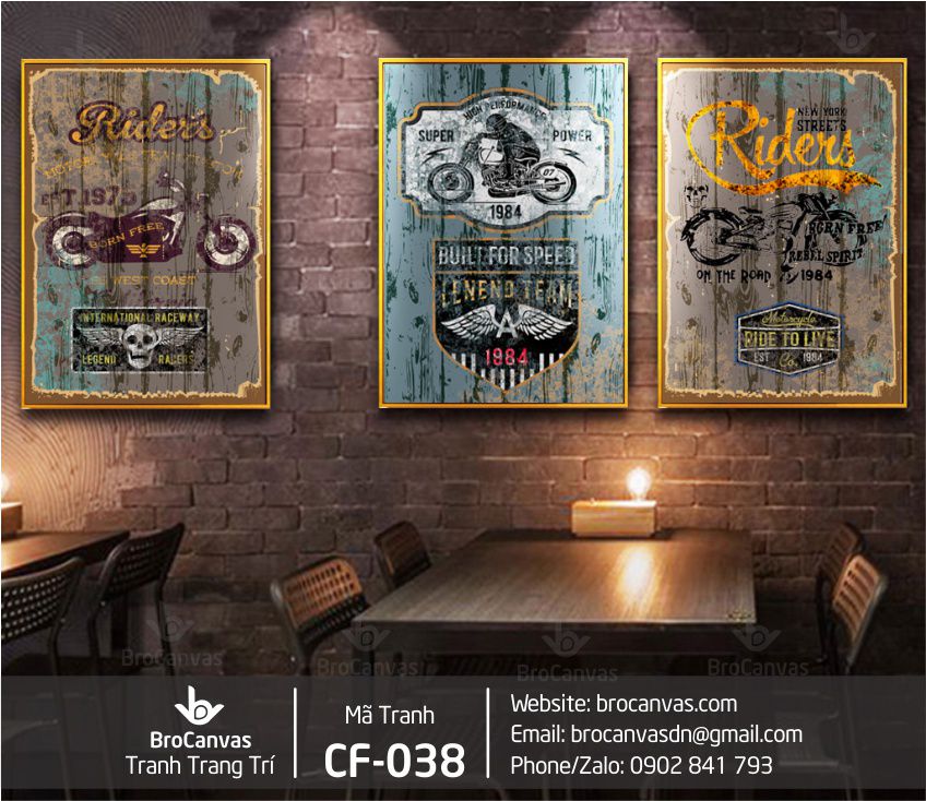 Tranh trang trí: "decor quán cà phê đẹp" cf-038. - 60x90cm