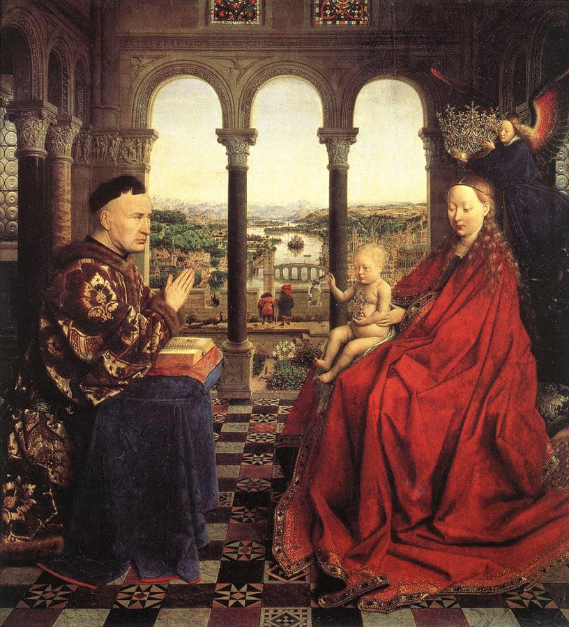 Madonna of chancellor rolin, jan van eyck, 1435.