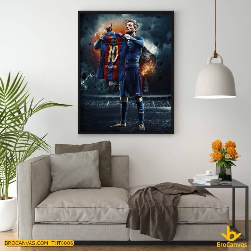 THT0006 Tranh Lionel Messi Căng Áo Đấu M10 Độ Tuyển Barcelona