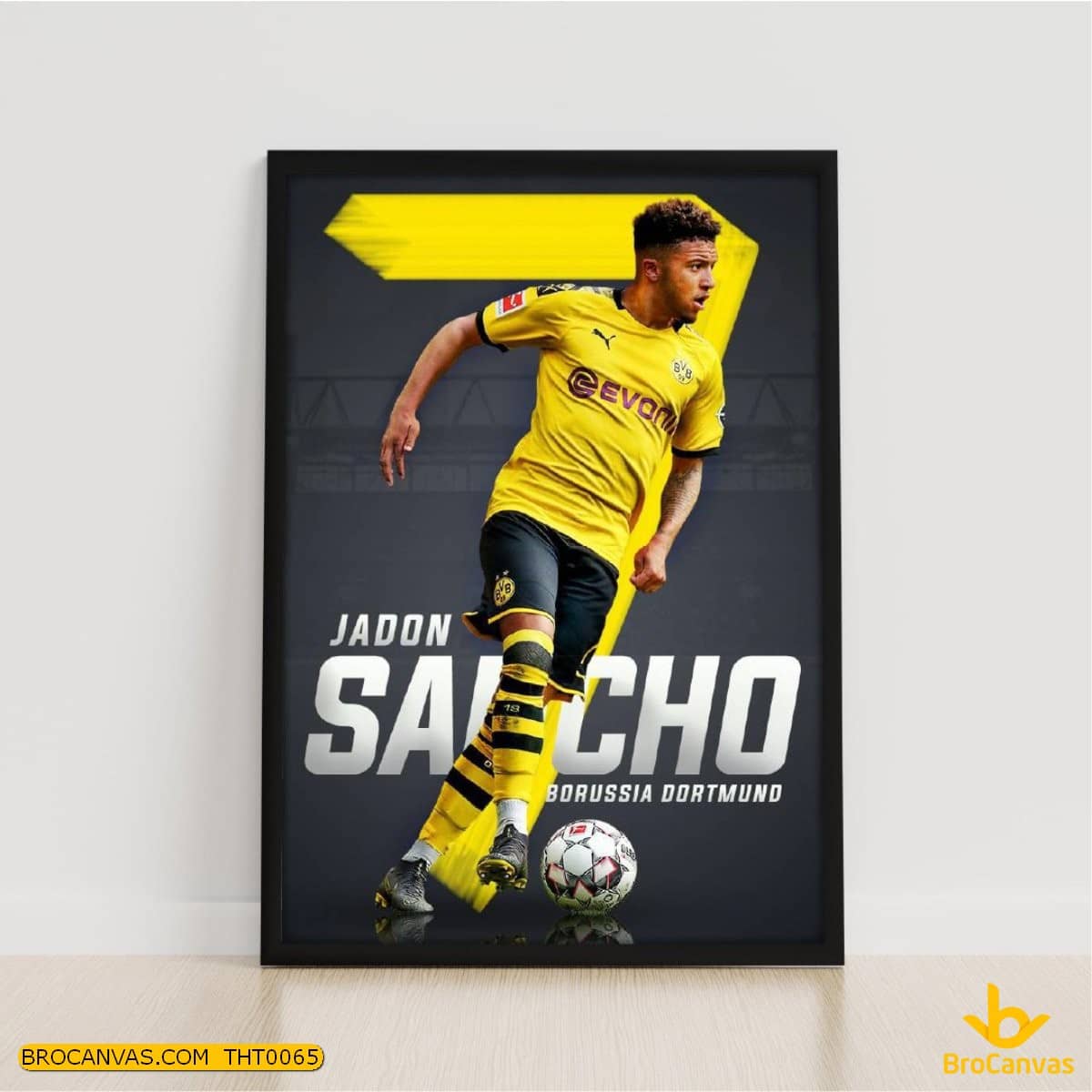 THT0065 Tranh Tiền Đạo Jadon Sancho Trong Màu Áo Câu Lạc Bộ Borussia Dortmund