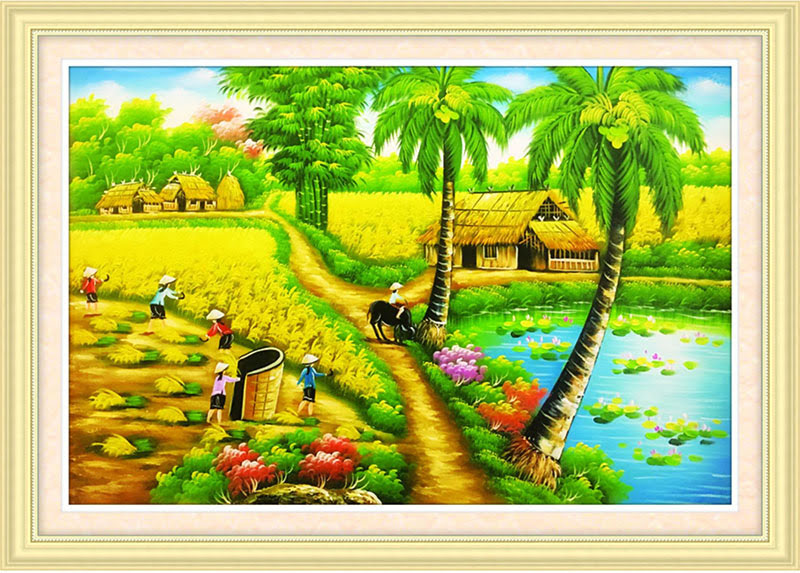 5 Mẫu tranh phong cảnh làng quê Việt Nam đẹp nhất  Nghệ thuật phong cảnh Phong  cảnh Hội họa