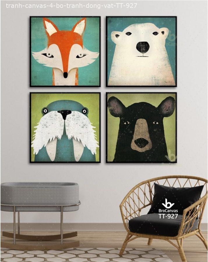 Tranh canvas: "4 bộ tranh động vật" tt-927