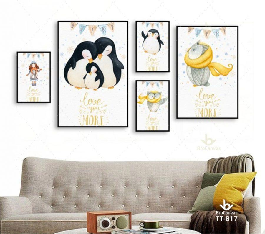 Tranh canvas: "gia đình chim canh cụt" tt-917