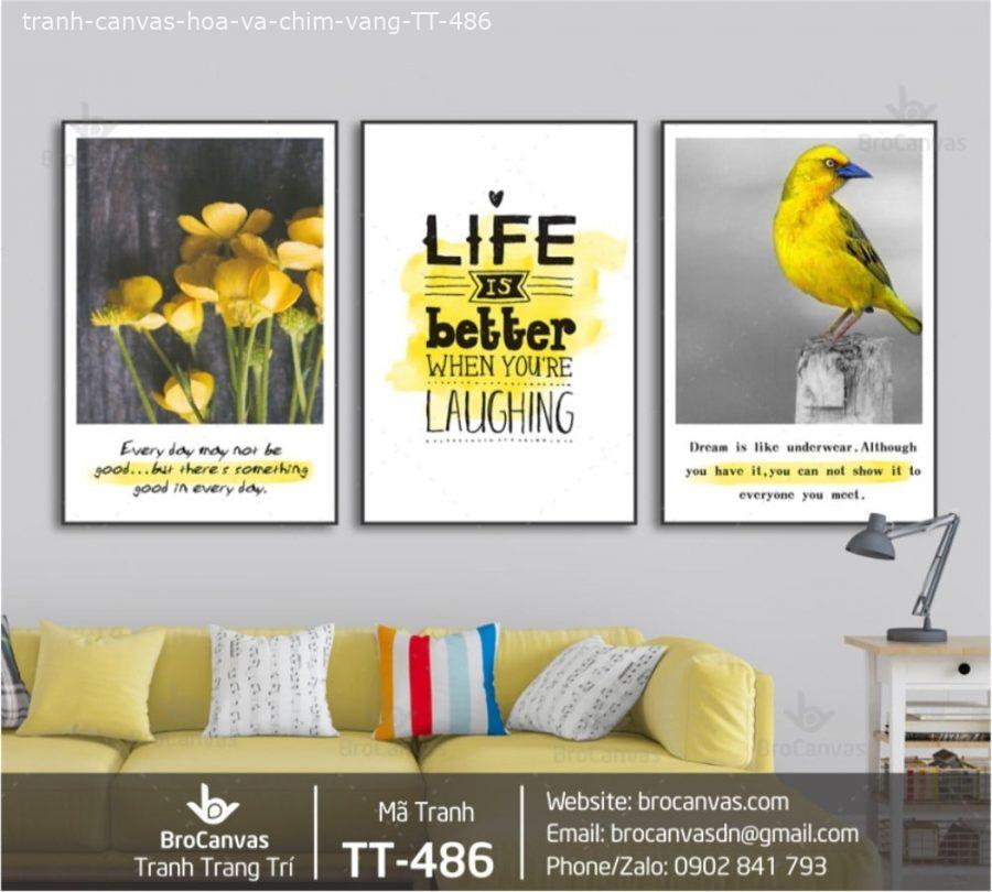 Tranh Canvas: “Hoa Và Chim Vàng Decor” TT-486