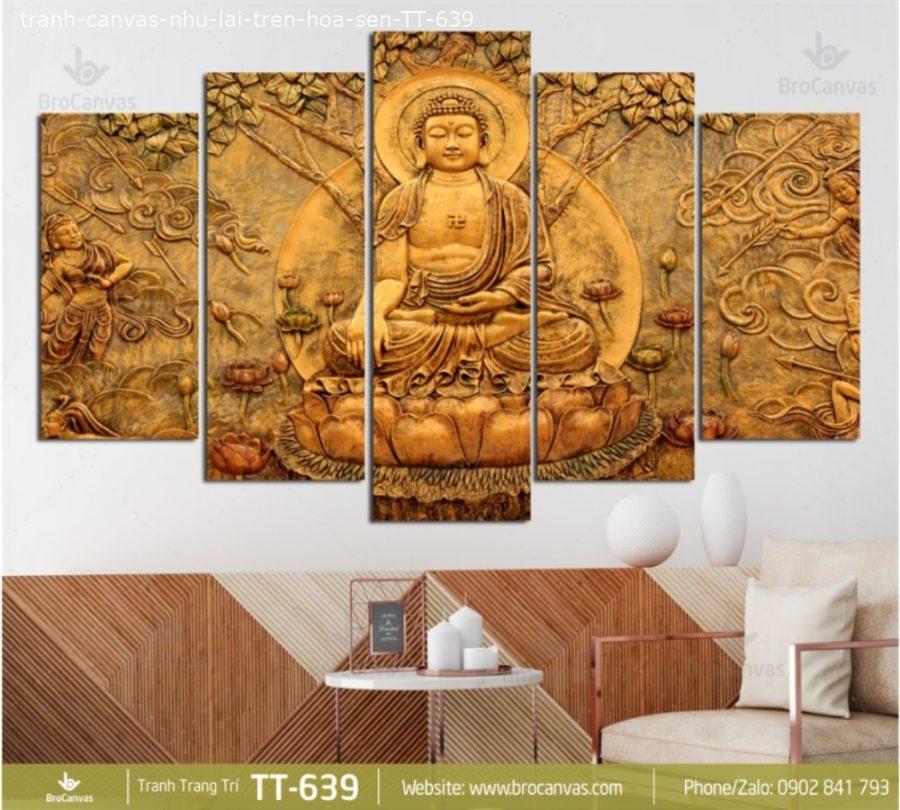 Tranh Canvas Phật Giáo: "Như Lai Tọa Đóa Hoa Sen" TT-639