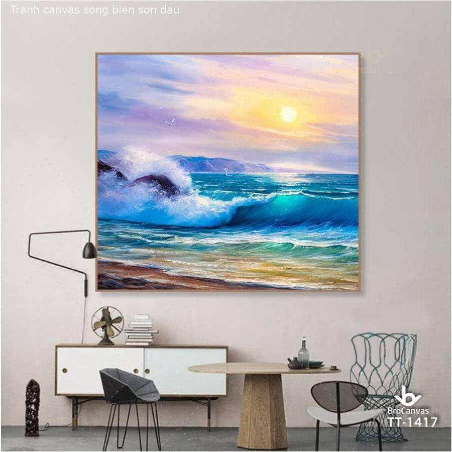 Tranh canvas sóng biển sơn dầu TT-1417
