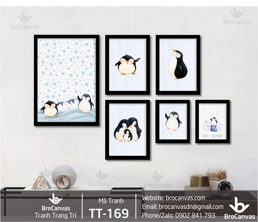 Tranh trang trí: "bộ 6 chim cánh cụt hoạt hình" tt-169