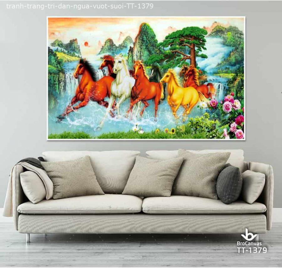 Tranh trang trí: "Đàn ngựa vượt suối" TT-1379