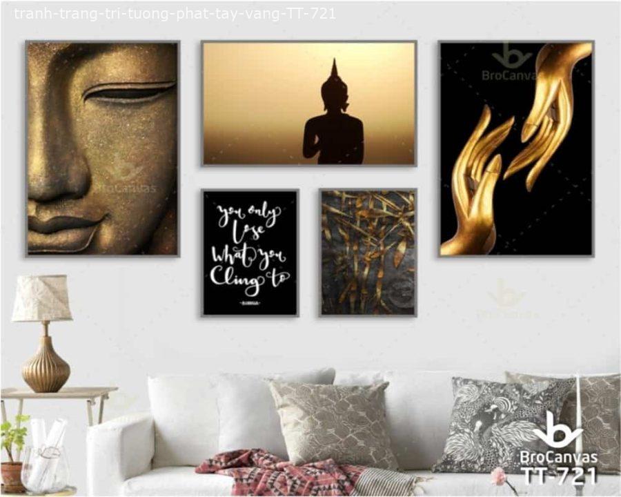 Tranh Trang Trí: “Bộ 5 Tấm Tượng Phật Tay Vàng” TT-721