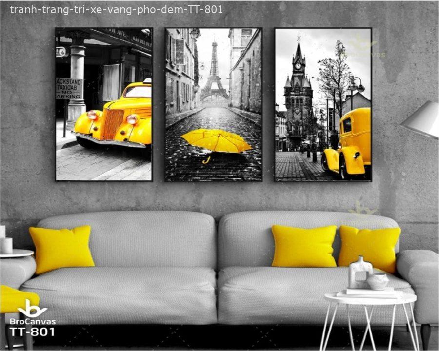 Tranh trang trí: "xe vàng phố paris" tt-801