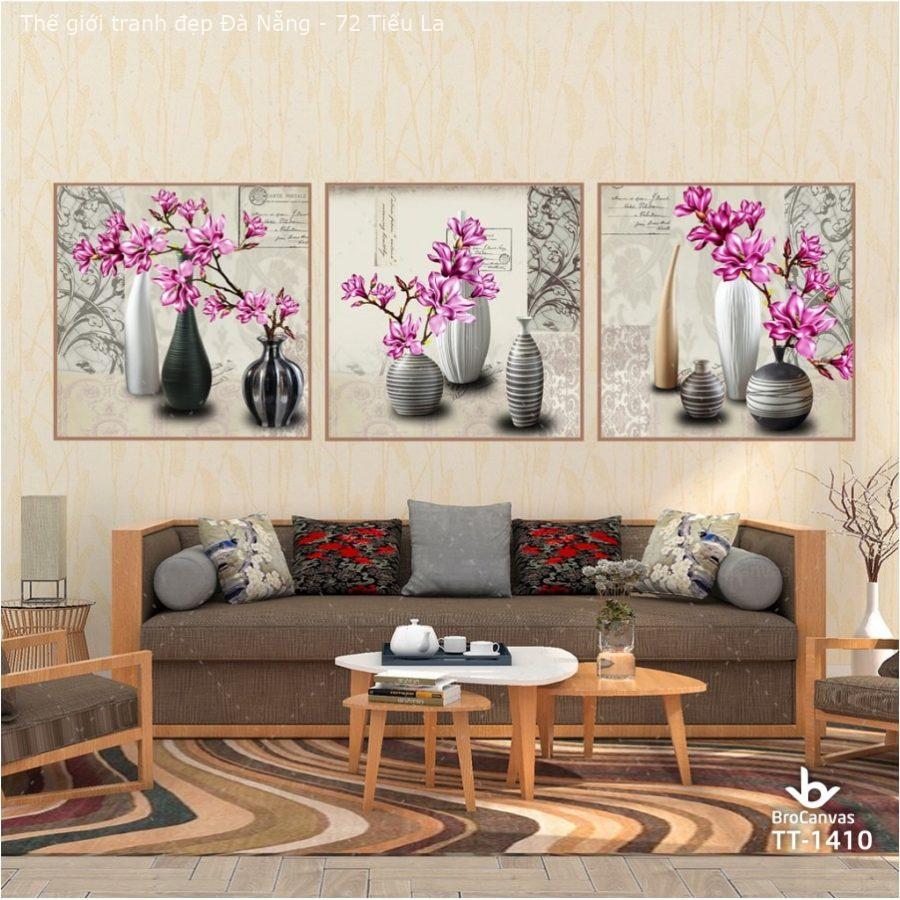 Tranh treo tường: "Bộ 3 tranh hoa màu tím đẹp nhẹ nhàng" TT-1410