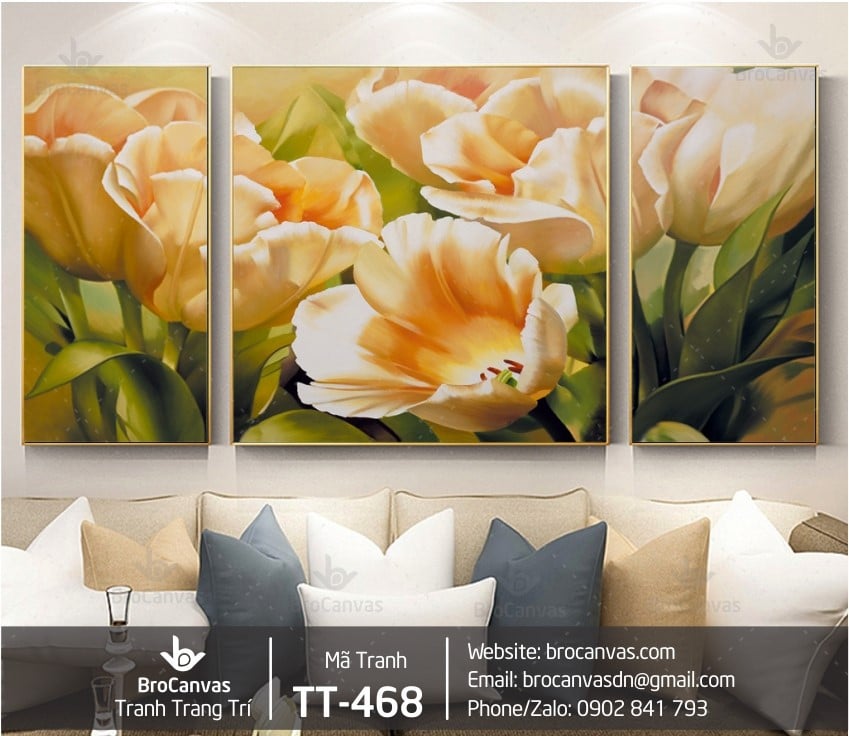 Tranh treo tường: "bộ 3 tranh hoa màu" tt-468