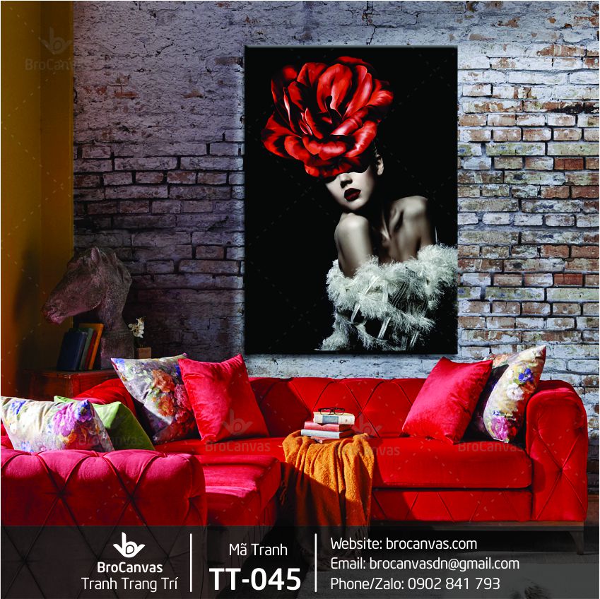 Tranh Trang Trí: “Cô Gái Hoa Hồng Đỏ” TT-045